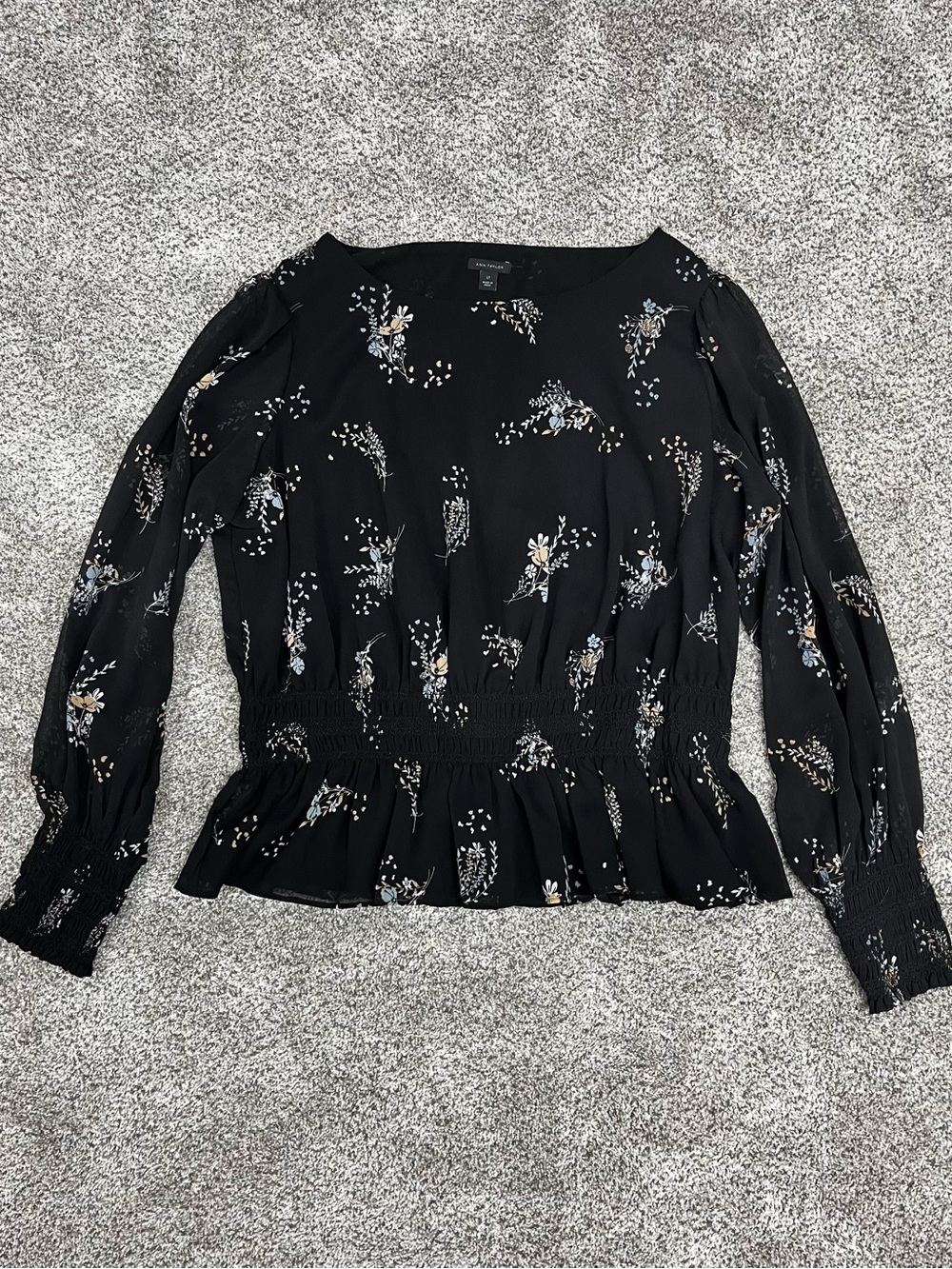 Tall Floral Long-Sleeve Peplum Blouse